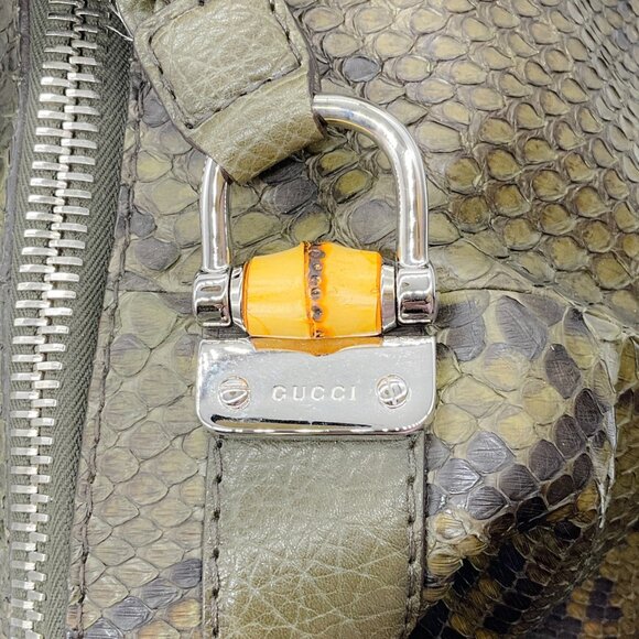 Gucci Green Python Bamboo Bar Bag - Picture 4 of 11